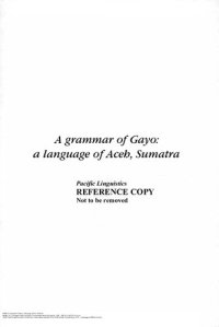 cover of the book A grammar of Gayo: a language of Aceh, Sumatra