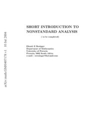 cover of the book Short Introduction To Nonstandard Analysis