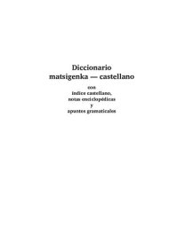 cover of the book Diccionario Matsigenka (Arawak) - Castellano. Con índice castellano, notas enciclopédicas y apuntes gramaticales