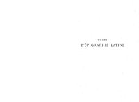 cover of the book Cours d'epigraphie latine