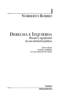 cover of the book Derecha e izquierda: razones y significados de una distinción política