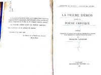 cover of the book La figure d'Eros dans la poésie grecque