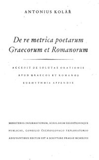 cover of the book De re metrica poetarum Graecorum et Romanorum