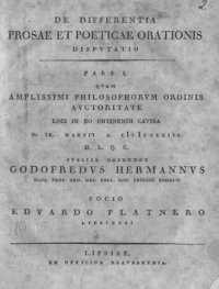 cover of the book De differentia prosae et poeticae orationis disputatio