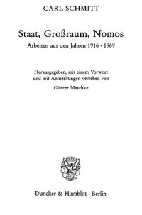 cover of the book Staat, Großraum, Nomos. Arbeiten aus den Jahren 1916-1969