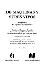 cover of the book De máquinas y seres vivos. Autopoiesis: La organización de lo vivo