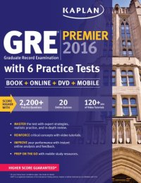 cover of the book GRE Premier 2016 with 6 Practice Tests: Book + Online + DVD + Mobile