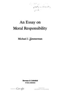 cover of the book An essay on moral responsibility