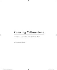 cover of the book Knowing Yellowstone: Science in America's First National Park