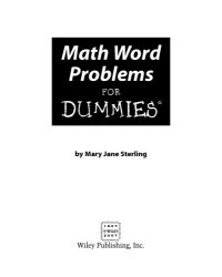 cover of the book Math Word Problems for Dummies