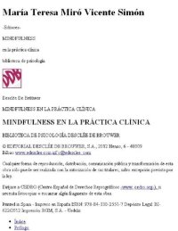 cover of the book Mindfulness en la práctica clí­nica