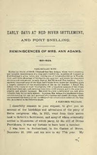 cover of the book Early Days at Red River Settlement, and Fort Snelling - 1821-1829