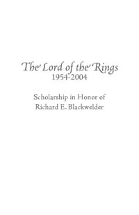 cover of the book The Lord of the Rings 1954-2004: Scholarship in Honor of Richard E. Blackwelder