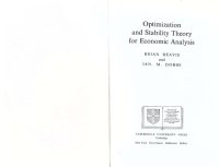 cover of the book Optimization and stability theory for economic analysis