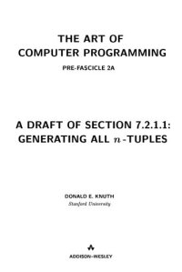 cover of the book The Art of Computer Programming 4 Generating all n-Tuples, Permutations, Combinations