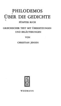 cover of the book Philodemos Über die gedichte, fünftes buch : griechischer text mit übersetzung und erläuterungen