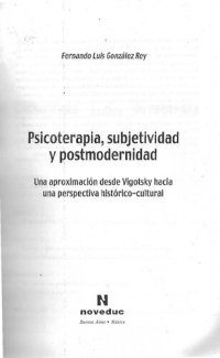 cover of the book Psicoterapia, subjetividad y postmodernidad. Una aproximación desde Vigotsky hacia una perspectiva histórico-cultural