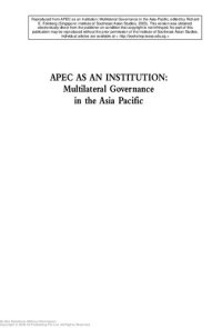 cover of the book APEC as an institution: multilateral governance in the Asia-Pacific