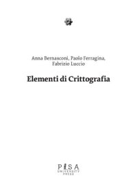 cover of the book Elementi di crittografia