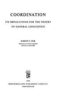 cover of the book Coordination: Its Implications for the Theory of General Linguistics