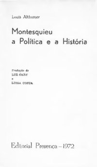 cover of the book Montesquieu: a política e a história