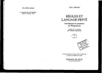 cover of the book Regles et langage prive. Introduction au paradoxe de Wittgenstein