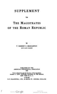 cover of the book Supplement to the Magistrates of the Roman Republic