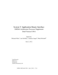 cover of the book System V Application Binary Interface: AMD64 Architecture Processor Supplement