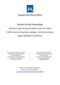 cover of the book Lexique de suite bureautique. Lexique de santé. Lexique de Linguistique. Lexique de l’urbanisme. Lexique des finances. Lexique de l’exploitation forestière. Gbâmbupa tî lëngö gbakô. Lexique de l’élevage. Français-sango, sango-français. Farânzi-sängö, säng