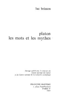 cover of the book Platon, les mots et les mythes