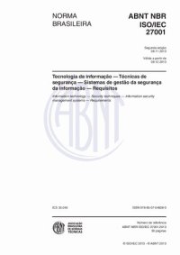 cover of the book [ABNT NBR ISO/IEC 27001:2013] Tecnologia da informação — Técnicas de segurança — Sistemas de gestão da segurança da informação — Requisitos