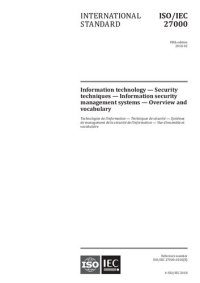 cover of the book [ISO/IEC 27000:2018] Information technology — Security techniques — Information security management systems — Overview and vocabulary