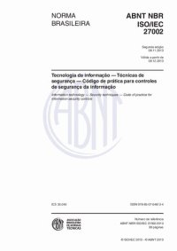 cover of the book [ABNT NBR ISO/IEC 27002:2013] Tecnologia da informação — Técnicas de segurança — Código de prática para controles de segurança da informação