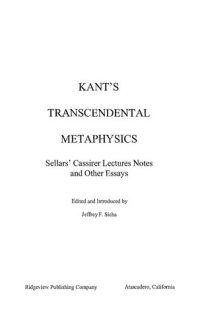 cover of the book Kant's Transcendental Metaphysics: Sellars' Cassirer Lectures Notes and Other Essays