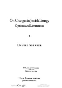 cover of the book On Changes in Jewish Liturgy: Options and Limitations