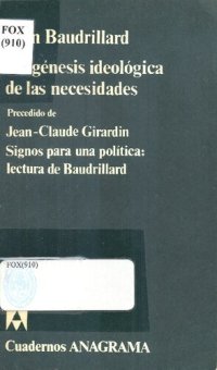 cover of the book La Genesis Ideologica De Las Necesidades