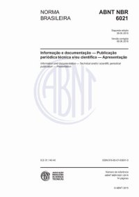 cover of the book [ABNT NBR 6021:2015] Informação e documentação — Publicação periódica técnica e/ou científica — Apresentação (Versão Corrigida: 2016)