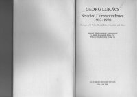 cover of the book Georg Lukács: Selected correspondence 1902-1920