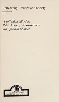 cover of the book Philosophy, Politics and Society, Fourth Series