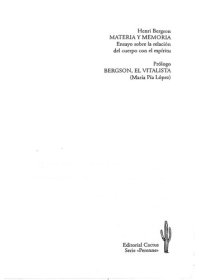 cover of the book Materia y memoria : ensayo sobre la relación del cuerpo con el espíritu