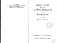 cover of the book Public Health & The Medical Profession In The Renaissance