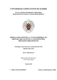 cover of the book Propaganda política y culto imperial en Hispania (de Augusto a Antonino Pío). Tesis