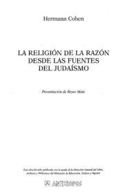 cover of the book La religión de la razón desde las fuentes del judaísmo