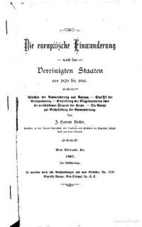 cover of the book Die europäische Einwanderung nach den Vereinigten Staaten von 1820 bis 1896