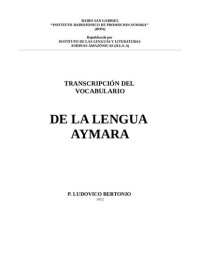 cover of the book Transcripción del vocabulario de la lengua aymara [1612]