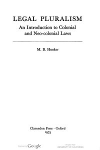 cover of the book Legal Pluralism: An Introduction to Colonial and Neo-colonial Laws