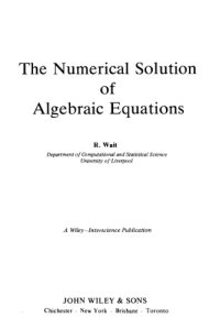 cover of the book Numerical solution of algebraic equations