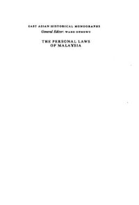 cover of the book The personal laws of Malaysia : an introduction