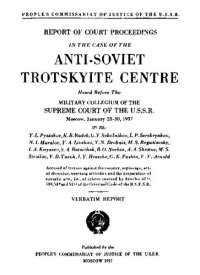 cover of the book Report of Court Proceedings - Anti-Soviet Trotskyite Centre (1937 Moscow Trial)