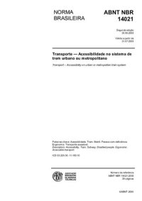 cover of the book [ABNT NBR 14021:2005] Transporte - Acessibilidade no sistema de trem urbano ou metropolitano